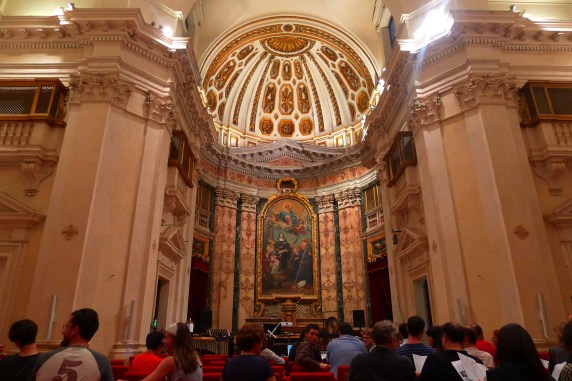 First concert in Rieti's beautiful (and very wet) Auditorium Varrone.